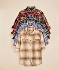 George Men's Flannel Long Sleeve Button Down Shirt XL, XLT, 2XL, 2XLT, 3XL, 3XLT - Picture 1 of 22