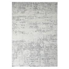 9'x12' Shadow White Hand Knotted Undyed Wool Nepali Oriental Rug R84499