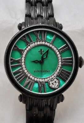 Reloj pulsera Judith Ripka “Londres” verde nácar circonita cúbica esmalte negro Foto 1 de 4