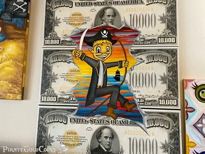 Pinturas del tesoro JR Bissell "Loot Boy $10k" artista pirata Gimme the Loot Boyz Foto 1 de 4