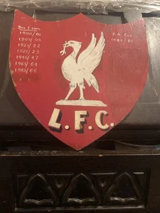 Vintage Liverpool Football Club Honours Plaque - Folk Art Hand Painted Man Cave - Picture 1 of 11