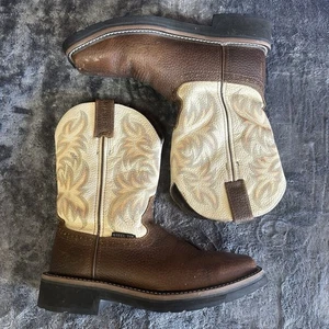 Justin Driller Herren Braun Leder Stahl Eckige Zehe Arbeitsstiefel WK4684 Größe 6 EE - Bild 1 von 10