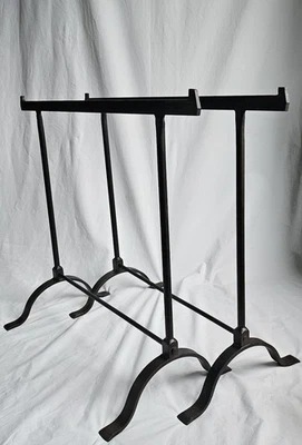 Patas de mesa antiguas inglesas con caballete de hierro, mesa de trabajo/granja  Foto 1 de 4