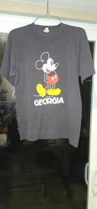 Vintage 80s Mickey Mouse Disney State Of GEORGIA Mens Medium Black  T Shirt - Picture 1 of 5