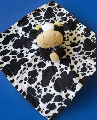 Baby Essentials Cow Lovey Security Blanket Black White Soft  Embroidered Eyes  - Image 1 of 4