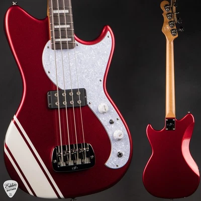 G&L Custom Shop Fallout Shortscale Bass - Candy Apple Red w/Racing Stripe - Image 1 of 4