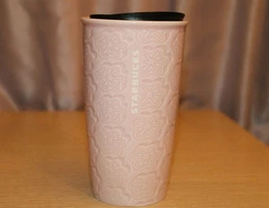 STARBUCKS Limited Edition Pink Sakura Cherry Blossom Embossed Ceramic Tumbler  - Picture 1 of 24