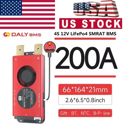 Daly Smart BMS 4S 12V 200A Lifepo4 Battery Board BMS with Balance+Bluetooth USA - Image 1 of 4