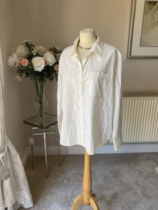 M&S Collection Ladies Ivory Mix Cotton Shirt Size UK 18 BNWT RRP £35 - Picture 1 of 4