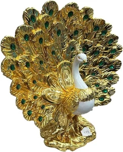 Luxus Gold Keramik Pfau Figur 35 cm - Premium Deko Statue - Bild 1 von 6