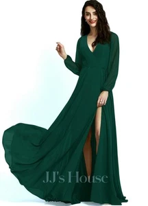 Neu mit Etikett JJ's House festliches Kleid Damen Gr. 2 grün Chiffon Maxi integrierter BH ohne Gürtel  - Bild 1 von 16