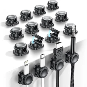 16x Kabelhalter selbstklebend schwarz Kabelclips Klemmen magnetischer Verschluss - Bild 1 von 7