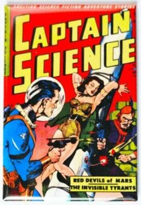 Captain Science Comic Book FRIDGE MAGNET Sci Fi Pulp Fiction Space Pin Up Girl - Picture 1 of 1