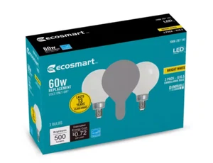 3pk EcoSmart LED Light Bulbs G16.5 Dimmable Bright White Filament 297141 - Picture 1 of 7
