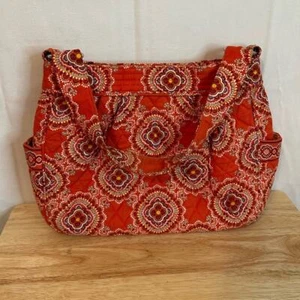 Vera Bradley Paprika Orange Quilted Shoulder Bag / Purse Side Pockets - Picture 1 of 9