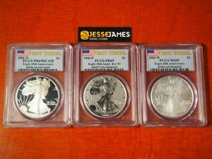 2006 P REVERSE PROOF SILVER EAGLE PCGS PR69 W MS69 3 COIN 20TH ANNIVERSARY SET - Picture 1 of 2