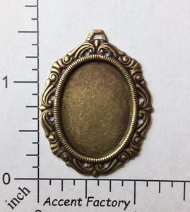 21613 2 Piezas Latón Oxidado Victoriano 25x18 Conjunto Joyería Hallazgo - Imagen 1 de 4