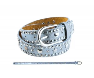 Girl Children's Belt Blue with Heart & Star Studs | Girls Belt | Belt 55 cm - Picture 1 of 1