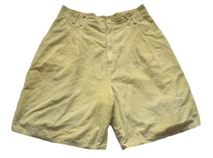 Womens Vintage Shorts 80s Beige Zip Fly High Waisted Suede Retro Boho 12 - Picture 1 of 1