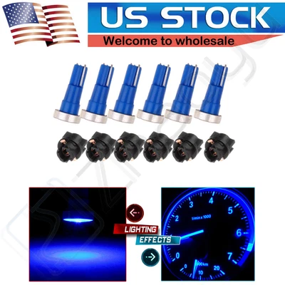 6X Panel de Instrumentos Cuña Azul COB Bombillas LED con PC74 T5 58 70 Enchufes Kit Foto 1 de 4