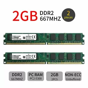 4GB (2x 2GB Kit) DDR2 667MHz KVR667D2N5K2/4G Desktop Memory For Kingston ZT BT - Picture 1 of 6