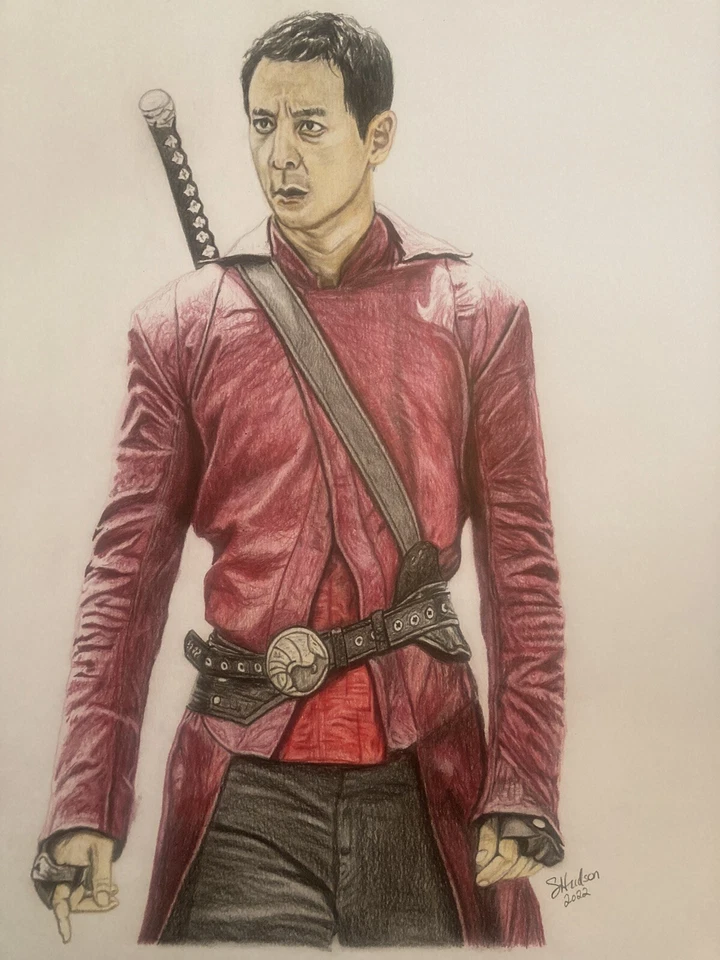 "Lápiz de colores Daniel Wu retrato de celebridad 18""X24"" en el programa de televisión Badlands" Foto 1 de 1