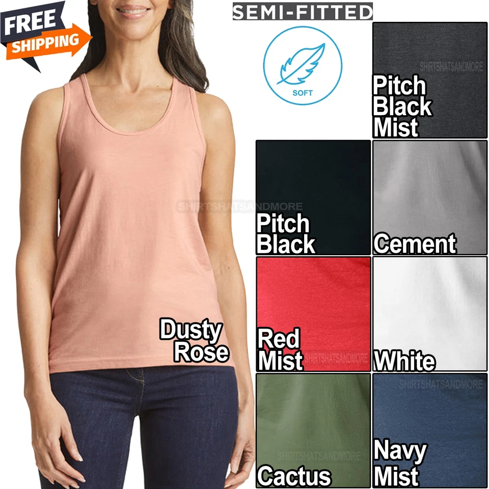 Camiseta sin mangas Gildan suave mezclada para dama Camiseta sin mangas espalda deportiva S-2XL ¡NUEVA! Foto 1 de 1