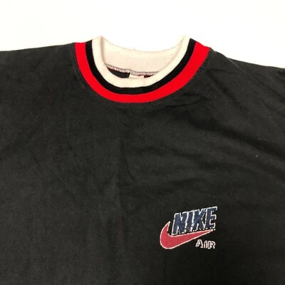 Camiseta NIKE AIR De Colección Años 80 90 Negra Deletrear Logo TIMBRE 50/50 Retro Ropa de Calle Foto 1 de 3