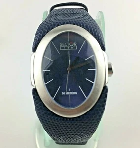 Sector 180 Quartz Watch Functional Women 28mm Oval Sports Steel Blue Leather - Picture 1 of 2