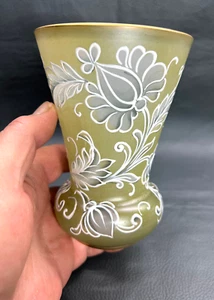 Antique Victorian Thomas Webb & Sons Glass Vase Hand Painted & Gold Rims - Picture 1 of 8
