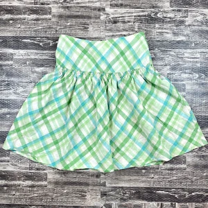 Ann Taylor Loft High Waist Ruffle Linen Skirt Size 0 in Plaid - Picture 1 of 5