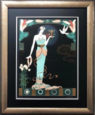 Lillian Shao "Fairest Maiden" (Libra) Hand Signed FRAMED Art Deco Erte Zodiac  - Image 1 of 4