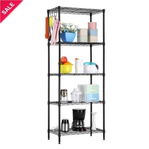 5-Tier Changeable Assembly Wire Shelf Floor Standing Carbon Steel Rack Black - Picture 1 of 9