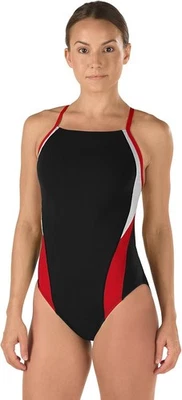 Traje de baño SPEEDO Launch Splice Endurance para mujer, negro/rojo, 28 Foto 1 de 4