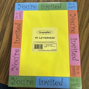Geographics 100 Count Letterhead “You’re Invited” Acid Free Paper 8 1/2" x 11" - Picture 1 of 9