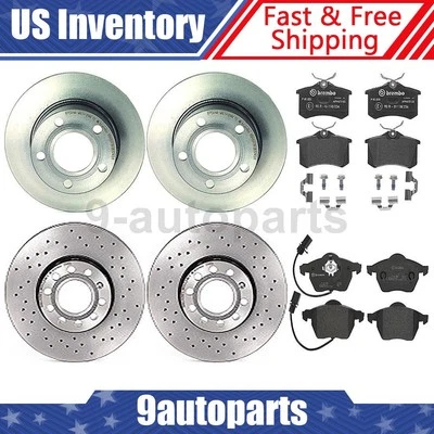 Kit de frenos delanteros traseros Brembo OE disco perforado rotores pastillas para Audi A6 2000 2001 Foto 1 de 4