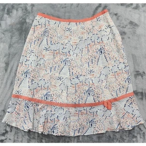 Vintage Liz Claiborne Printed Linen A-Line Skirt Size 8 Petite Office Career - Picture 1 of 9