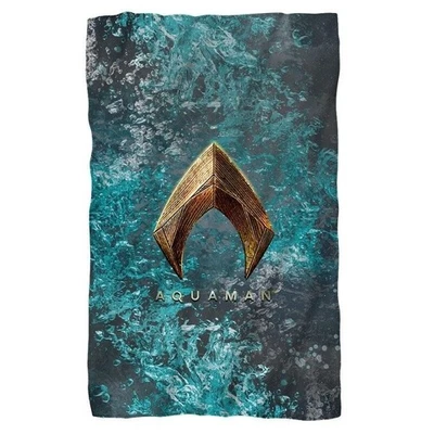 New 36x58 Aquaman Movie Logo Fleece Throw Gift Blanket Justice League Super Hero - Image 1 of 3