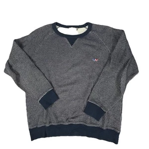 Maison Kitsune Mens Waffle Knit Crewneck Sweatshirt Navy Fox Logo XL France Fox - Picture 1 of 6