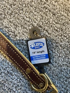 "Collar de perro forrado de piel de ciervo forrado de cuero marrón de 15"" Weaver nuevo con etiquetas" - Imagen 1 de 4