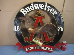 Vtg Budweiser King of Beers 1876 Anheuser Eagle A Molded 3D Wall Art Bar Sign - Picture 1 of 7