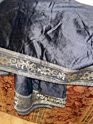 J QUEEN WINDHAM ЧЕРНЫЙ БАРХАТ ГРАФИТ ЖАККАРДОВЫЙ (1) КОРОЛЬ ЮБКА ДЛЯ КРОВАТИ 15» - Изображение 1 из 4