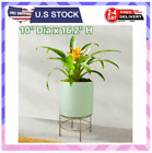 Mainstays 10 in Dia Green Ceramic Planter with Gold Stand - New -Free Shipping