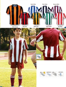 Bocini Kids Sublimated Striped Football / Soccer Jersey T-Shirt with Mesh Panels - Bild 1 von 9