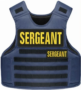 SERGEANT EMBROIDERY PATCH 4X11 AND 2X5 VELCR@ ON BACK Od Gold ON BLACK - Picture 1 of 1