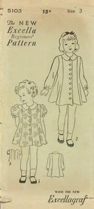 Excella 5103 Mantel Gehrock mit Puffärmeln, Peter Pan Kragen Gr. 3 ungeschnittenes Muster 30er - Bild 1 von 5