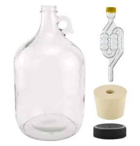 Jarra De Fermentacion De Vidrio De Galon Con Asa Tapa De Plastico Negra Set De 1 - Picture 1 of 12