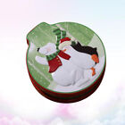 Christmas Tinplate Candy Box with Lid - Snowman & Reindeer Pattern