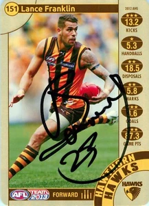 Signed 2013 Hawthorn Hawks AFL Premiers TeamCoach Gold Card - Lance Franklin - Picture 1 of 3