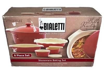 Juego de 8 piezas de utensilios de cocina de gres Bialetti italiano para hornear rojos Foto 1 de 4